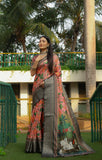 Soft Dola Silk saree with all over Kalamkari Digital prints