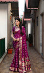 Beautiful Bandhej silk saree with Zari Weaving