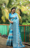 Soft Dola Silk saree with all over Abstract Digital prints with Jari weaving