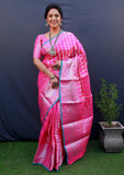 Pink Pure Silk Kanjivaram Silk Saree With Zari Weaving