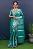 Green Pure Silk Kanjivaram Silk Saree With Zari Weaving