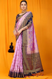 Purple And Blue Pure Silk Kanjivaram Saree With Zari Weaving