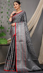 Black Beautiful Soft Silk Banarasi Saree With Silver Zari Weaving