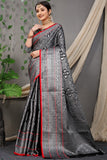 Black Beautiful Soft Silk Banarasi Saree With Silver Zari Weaving