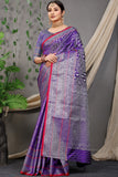 Royal Blue Beautiful Soft Silk Banarasi Saree With Silver Zari Weaving