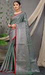 Green Beautiful Soft Silk Banarasi Saree With Silver Zari Weaving