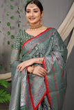 Green Beautiful Soft Silk Banarasi Saree With Silver Zari Weaving