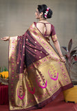 Designer Maroon Pure Silk Paithani Saree With Meena Work Weaving