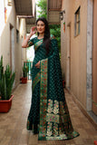 Green Paithani with Bandhej Saree With Zari Weaving