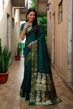 Green Paithani with Bandhej Saree With Zari Weaving