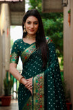 Green Paithani with Bandhej Saree With Zari Weaving