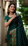 Green Paithani with Bandhej Saree With Zari Weaving