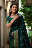 Green Paithani with Bandhej Saree With Zari Weaving