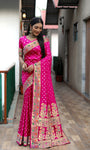 Pink Paithani with Bandhej Saree With Zari Weaving