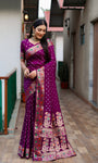 Purple Paithani with Bandhej Saree With Zari Weaving