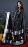 Paithani Black Pure Silk Saree With Meena Work Weaving