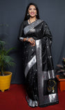 Paithani Black Pure Silk Saree With Meena Work Weaving