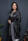 Paithani Black Pure Silk Saree With Meena Work Weaving