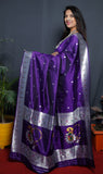 Paithani Blue Pure Silk Saree With Meena Work Weaving