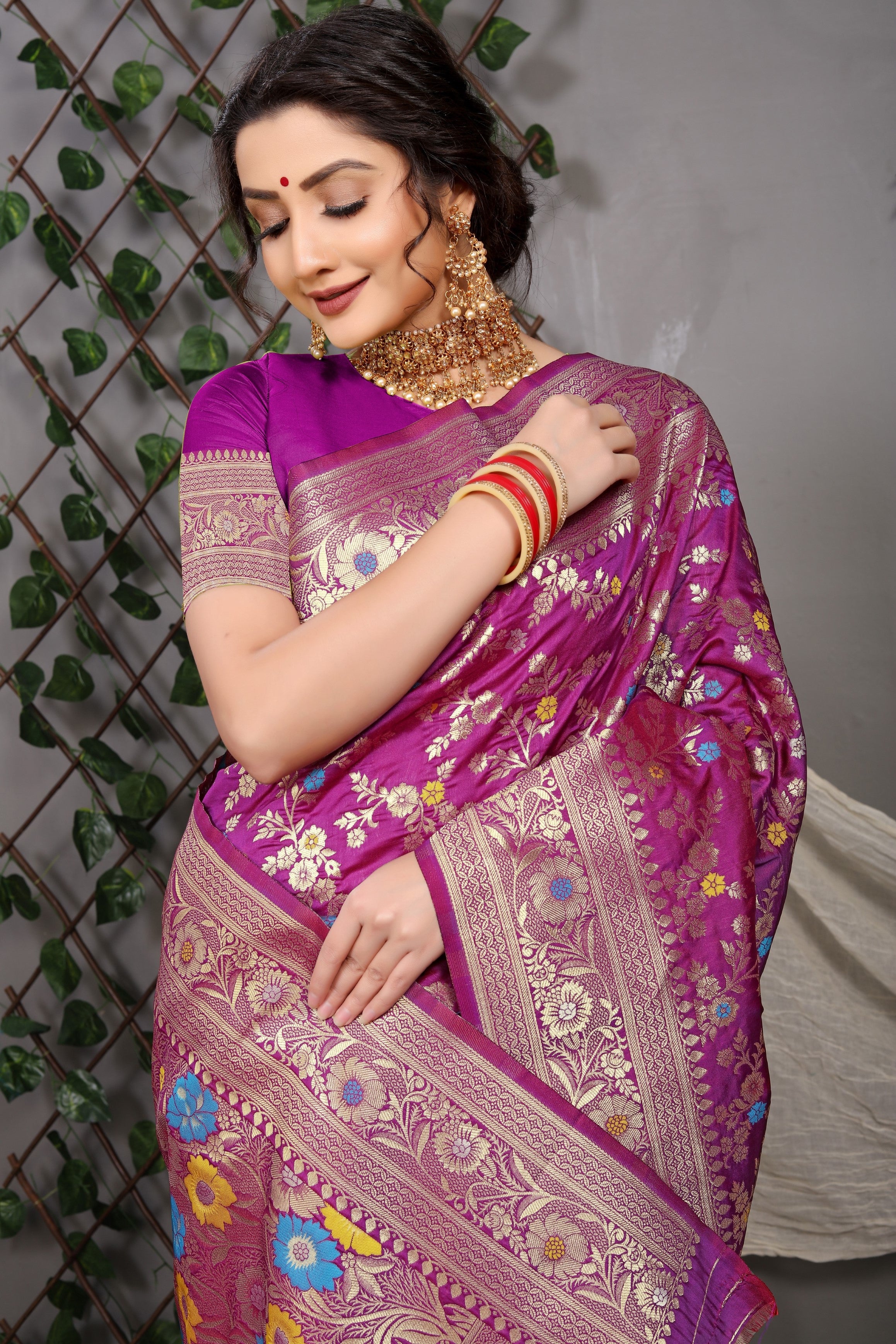 Designer Paithani Purple Pure Silk Saree