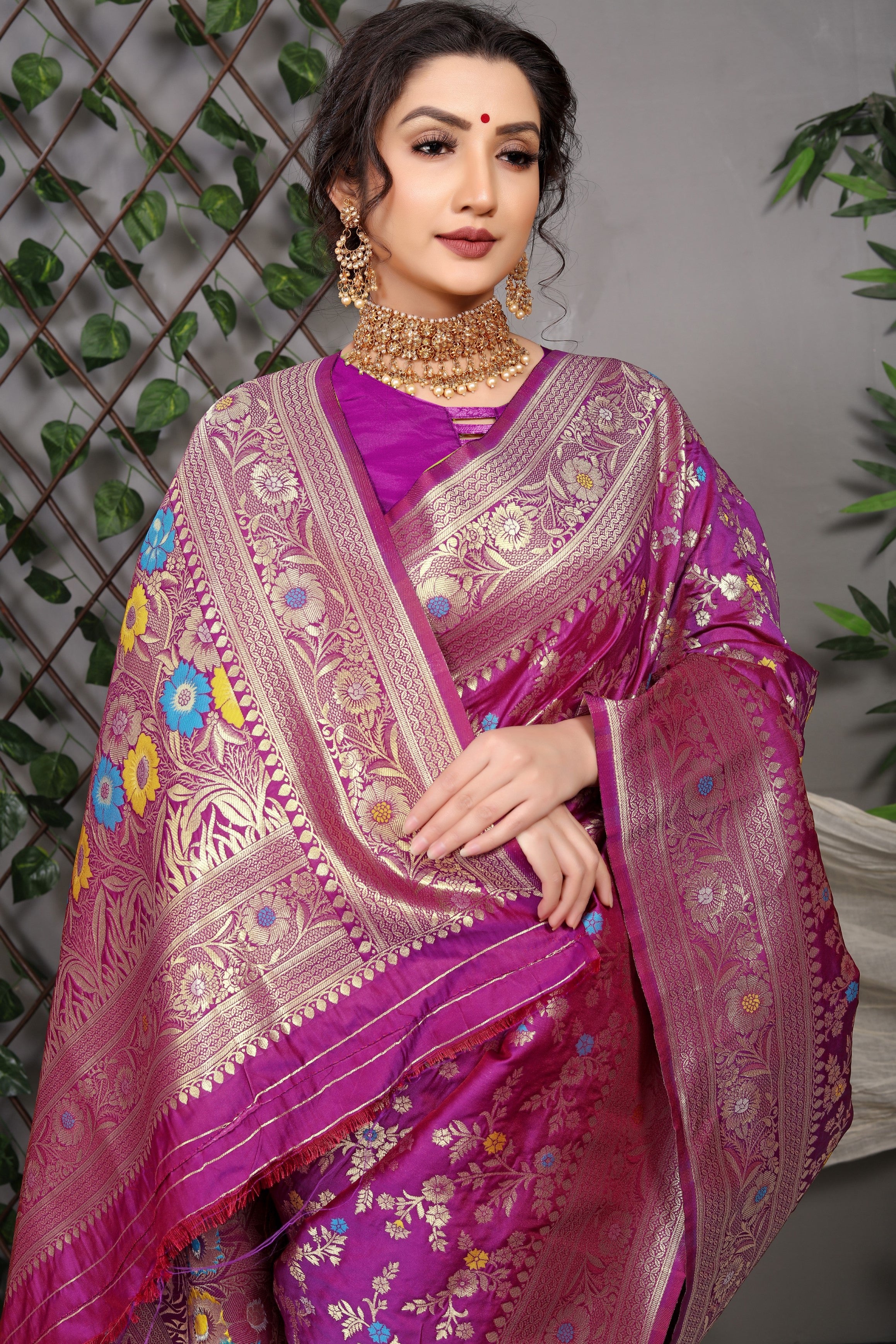 Designer Paithani Purple Pure Silk Saree