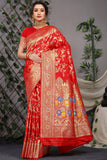 Designer Paithani Red Pure Silk Saree