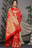 Designer Paithani Red Pure Silk Saree