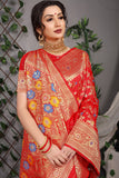 Designer Paithani Red Pure Silk Saree