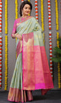 Pure Tissue Silk Sky Kanjivaram Saree Contrast Jari With Figure Design