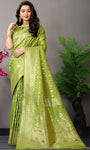 Green Pure Silk Kanjivaram Saree With Gold Jari Weaving