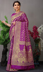 Purple Pure Silk Kanjivaram Saree With Gold Jari Weaving