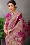 Wine Pure Silk Kanjivaram Saree With Gold Jari Weaving