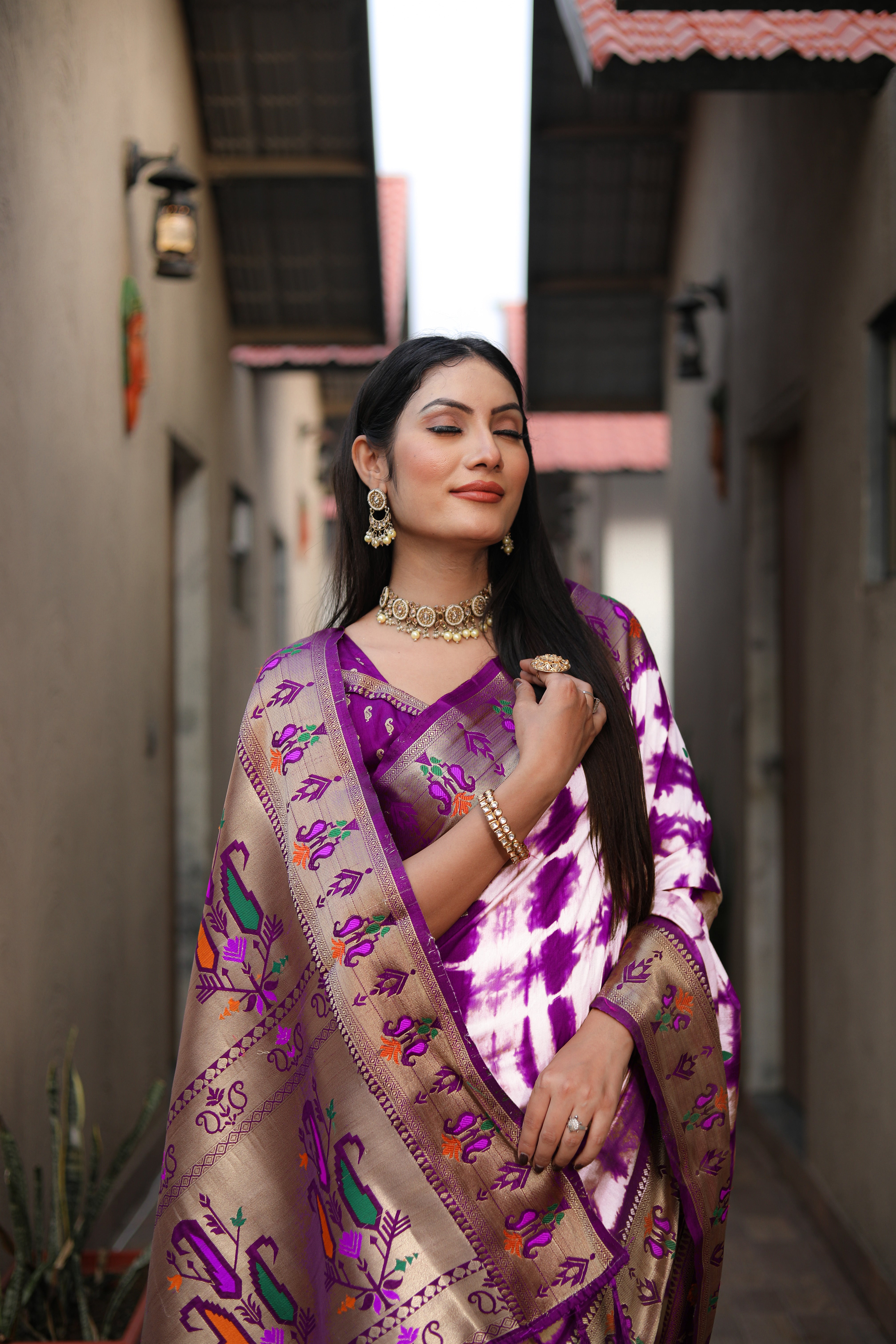 Purple Beautiful Soft Pure Silk Paithani Saree With Zari Weaving