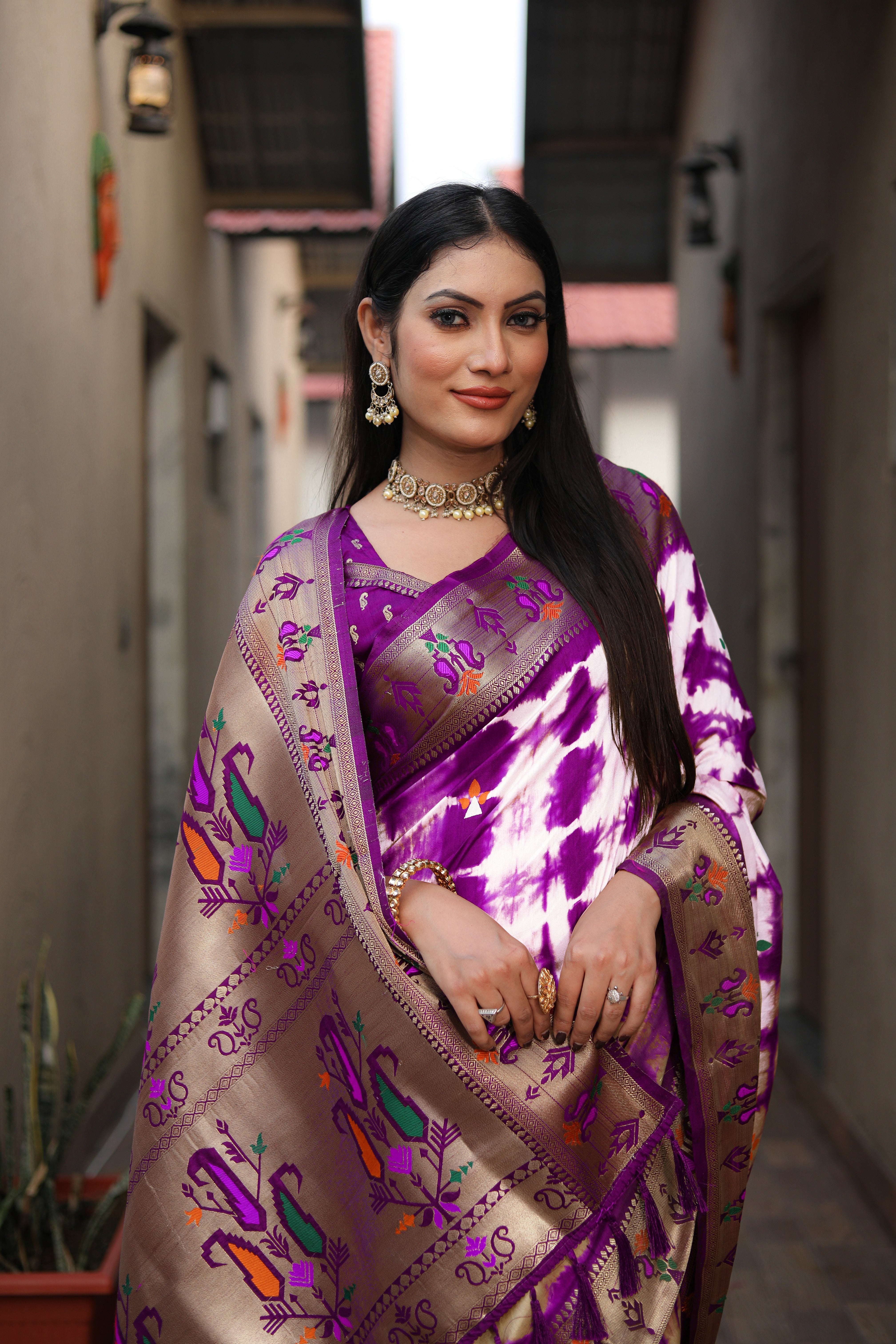 Purple Beautiful Soft Pure Silk Paithani Saree With Zari Weaving