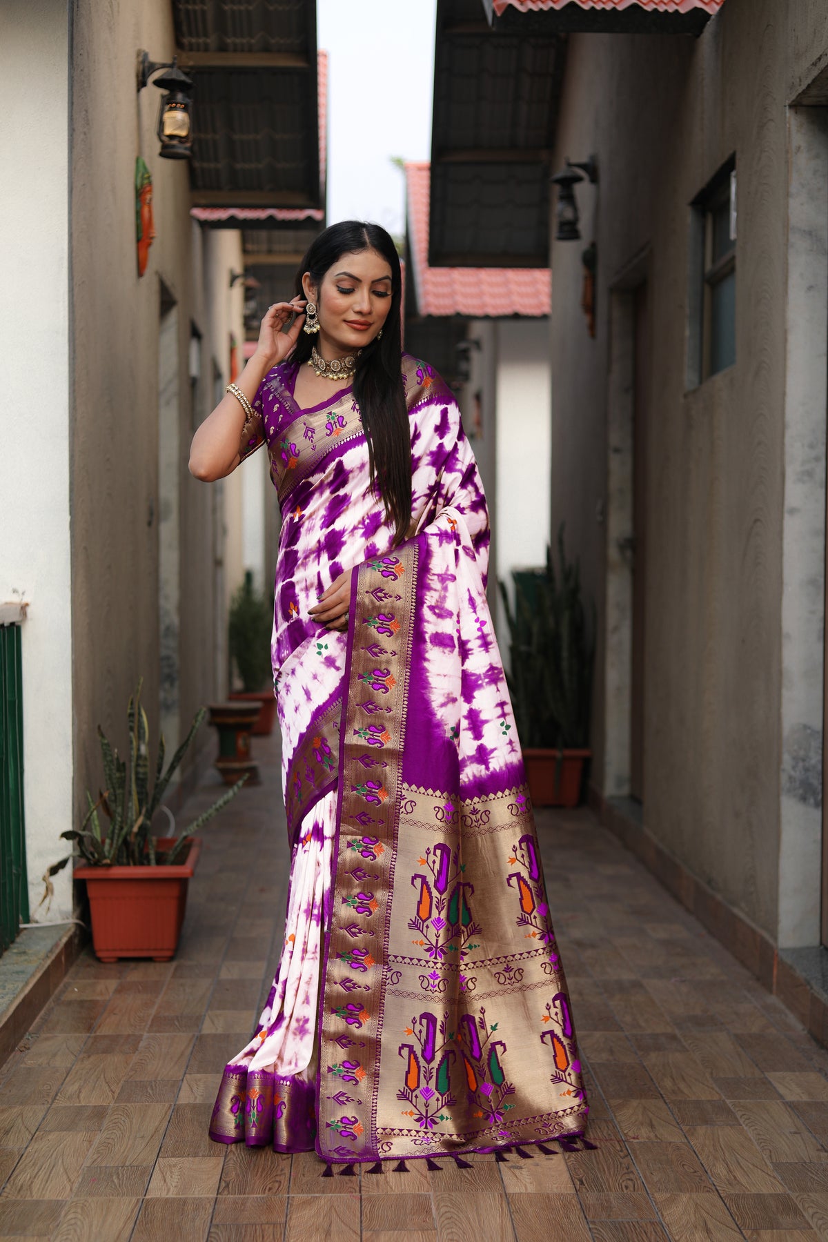 Purple Beautiful Soft Pure Silk Paithani Saree With Zari Weaving