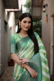 Green Soft Dola Silk saree with all over Sibory Pattern Digital prints