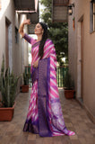 Pink Soft Dola Silk saree with all over Sibory Pattern Digital prints