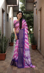 Pink Soft Dola Silk saree with all over Sibory Pattern Digital prints