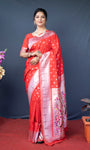 Red Beautiful Soft Pure Silk Paithani Saree With Zari Weaving