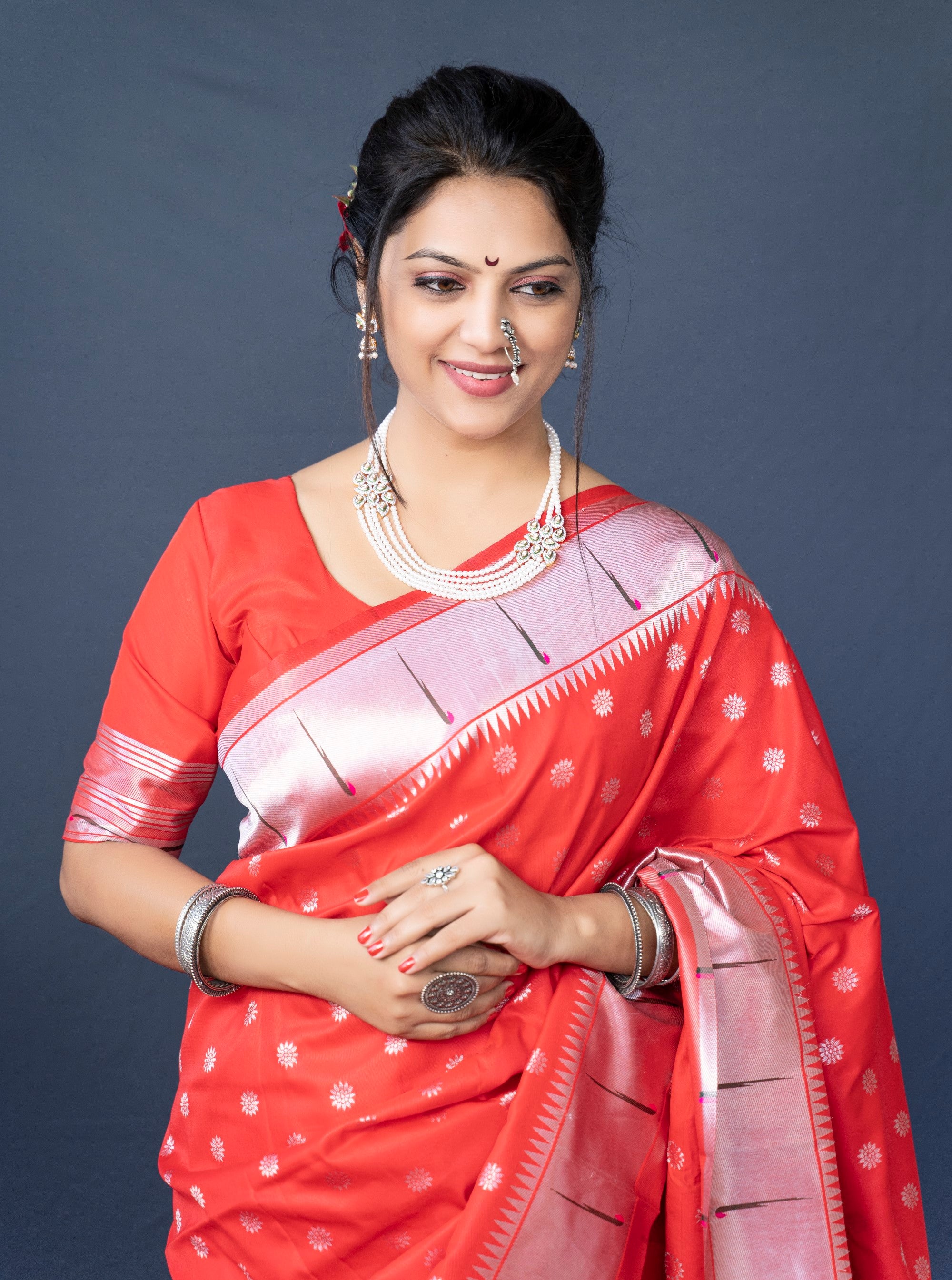 Red Beautiful Soft Pure Silk Paithani Saree With Zari Weaving