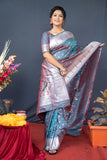 Grey Beautiful Soft Pure Silk Paithani Saree With Zari Weaving