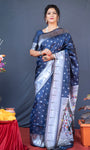 Navy Blue Beautiful Soft Pure Silk Paithani Saree With Zari Weaving