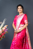 Pink Beautiful Soft Pure Silk Paithani Saree With Zari Weaving