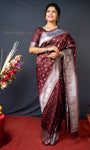 Maroon Beautiful Soft Pure Silk Paithani Saree With Zari Weaving