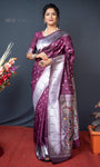 Purple Beautiful Soft Pure Silk Paithani Saree With Zari Weaving