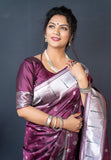 Purple Beautiful Soft Pure Silk Paithani Saree With Zari Weaving