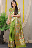 Rajkumari Green Pure Silk Banarasi Saree With Gold Jari Weaving