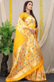 Rajkumari Mustard Pure Silk Banarasi Saree With Gold Jari Weaving