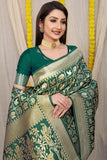 Designer Green Patola Pure Silk Saree With Gold Jari Weaving