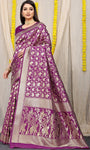 Designer Purple Patola Pure Silk Saree With Gold Jari Weaving